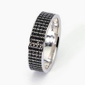 Anello Mabina da uomo pave zirconi neri Black Code mis 25
