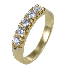 Anello Riviera 5 diamanti da oltre mezzo carato in oro giallo  - gallery