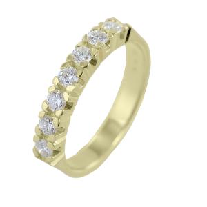 Anello Riviera 7 diamanti da quasi mezzo carato in oro giallo 