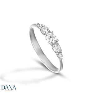 Anello riviera a scalare con zirconi in oro bianco 9 kt - gallery