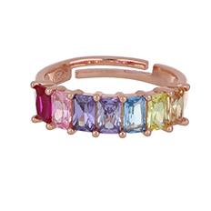 Anello riviera Arcobaleno Rainbow in argento rosa e Zirconi Cuori Milano