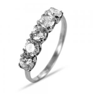 Anello riviera con zirconi in oro bianco - gallery
