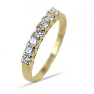 Anello riviera con zirconi in oro giallo - gallery