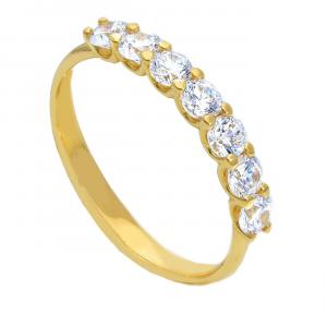 Anello riviera con zirconi in oro giallo - gallery