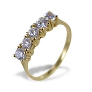 Anello riviera con zirconi in oro giallo - gallery