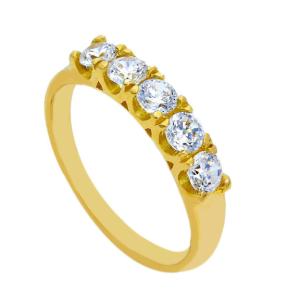 Anello riviera grande con zirconi in oro giallo - gallery