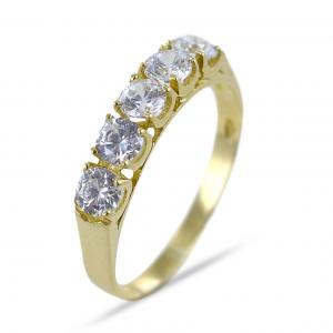 Anello riviera grande con zirconi in oro giallo - gallery