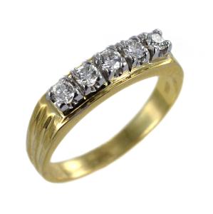 Anello Riviera in oro giallo e bianco a 5 diamanti 