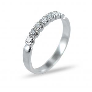 Anello Fede Eternity sottile in oro bianco e diamanti ct 0.25 G VS Gioielloro