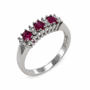 Anello Riviera Rubini e Diamanti alternati