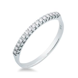 Anello riviera sottile in oro bianco con diamanti ct 0.07 G  - gallery