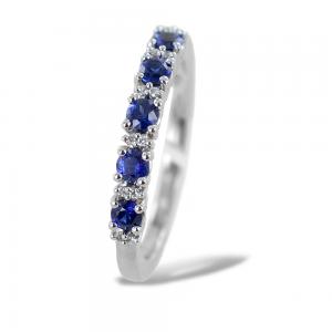Anello Riviera Zaffiri e Diamanti alternati - gallery