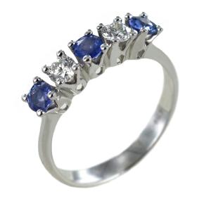 Anello Riviera Zaffiri e Diamanti alternati  - gallery