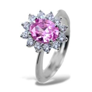 Anello rosetta in argento e zircone rosa ametista - gallery