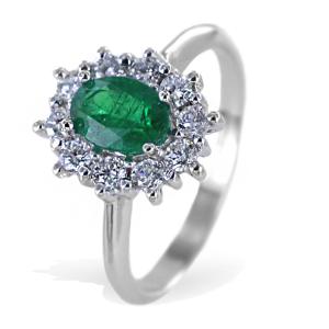 Anello rosetta Smeraldo e Diamanti certificato IGI