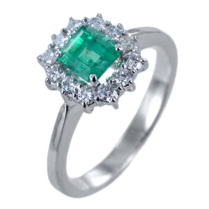 Anello rosetta Smeraldo e Diamanti