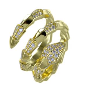 Anello serpente in argento dorato con zirconi a pave 