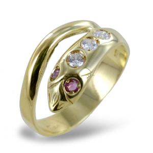 Anello Serpentina da donna con Rubini e Diamanti - gallery