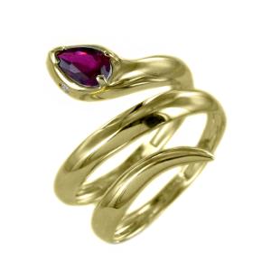 ANELLO SERPENTINA DA DONNA IN ORO GIALLO CON PIETRA ROSSA