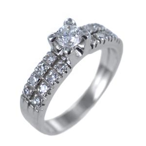 Anello solitario con diamanti sul gambo 0.40 ct