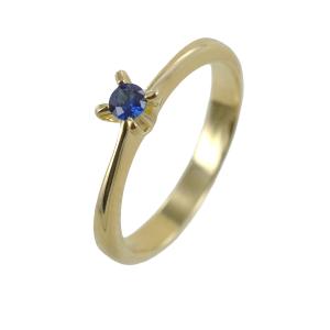 Anello solitario con zircone blu in oro giallo