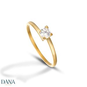 Anello solitario con zircone in oro giallo 9 kt - gallery