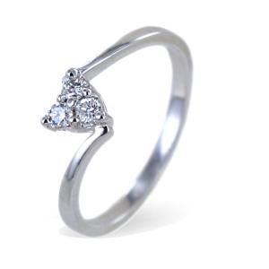 Anello solitario Cuore con 3 diamanti gambo Valentine - gallery