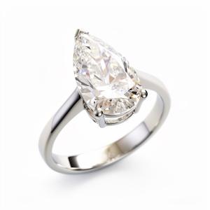 Anello Solitario Diamante Goccia Lab Grown grande 3 carati cert IGI