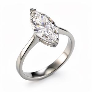 Anello Solitario Diamante Marquise Lab Grown grande 2 carati cert IGI