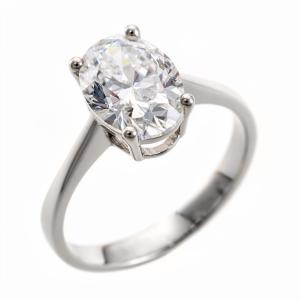 Anello Solitario Diamante Ovale Lab Grown grande 2.51 carati cert IGI