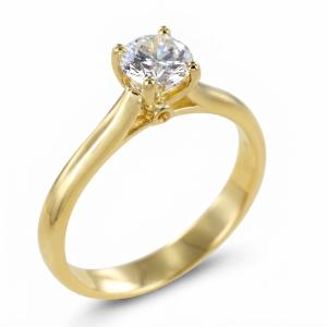 Anello solitario grande in oro giallo con diamante 0.59 carati
