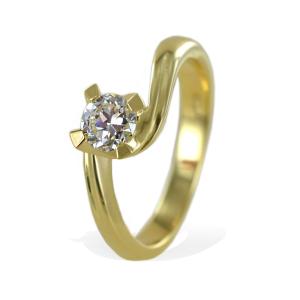 Anello solitario grande in oro giallo con diamante Abbraccio 0.47 carati