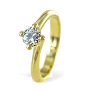 Anello solitario grande in oro giallo con diamante Valentine 0.44 carati