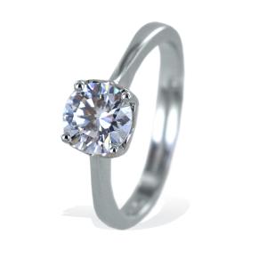 Anello solitario in argento con zircone montatura a cuori - gallery