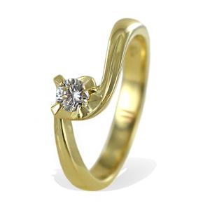 Anello solitario medio in oro giallo con diamante Abbraccio 0.18 carati - gallery