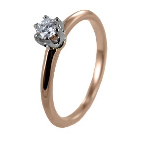 Anello Solitario medio in oro rosa e bianco con diamante da 0.18 carati