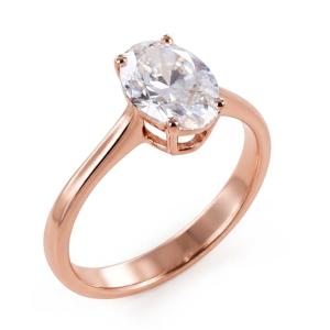 Anello Solitario rosa Diamante Ovale Lab Grown grande 1.51 carati cert IGI