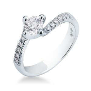 Anello solitario Valentine con Diamante da mezzo carato e sul gambo - gallery