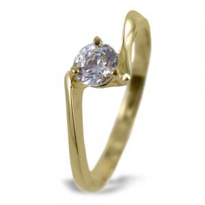 Anello solitario Valentino con zircone in oro giallo - gallery