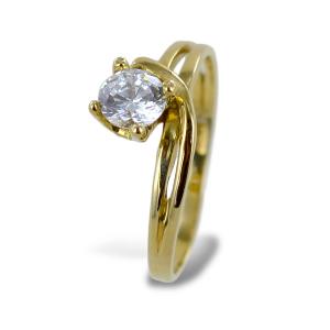 Anello solitario Valentino con zircone in oro giallo - gallery