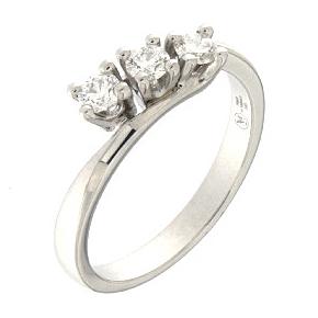 Anello Trilogy diagonale obliquo con diamanti 0.37 colore E - gallery