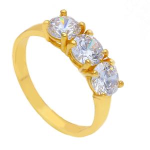 Anello trilogy in oro giallo con zirconi - gallery