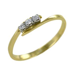 Anello Trilogy piccolo a gambo sfalsato in oro giallo con diamanti 0.05
