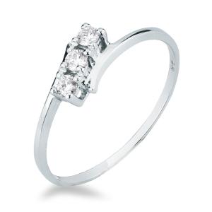 Anello Trilogy piccolo diagonale obliquo con diamanti 0.15