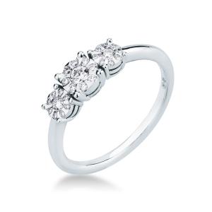 Anello Trilogy Tre Pietre con diamanti ct 0.24 G - gallery