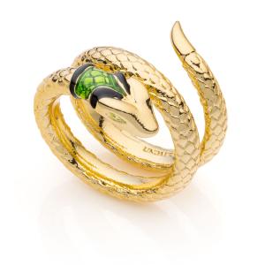 Anello Unoaerre in bronzo dorato con serpente - gallery