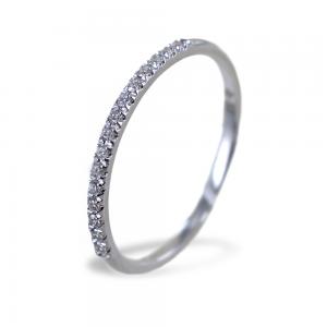 Anello Veretta sottile in oro e diamanti ct 0.07 G  - gallery