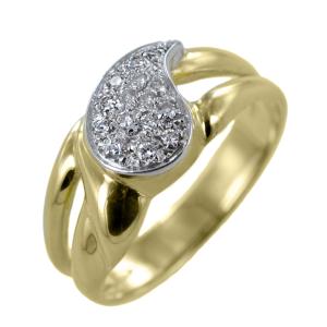 Anello Vintage stile Antico con Diamanti oro giallo e bianco
