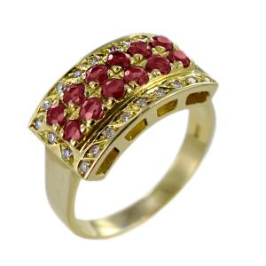 Anello Vintage stile Antico con Rubini e Diamanti