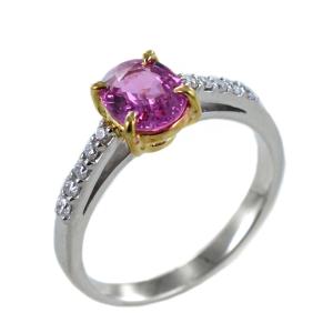 Anello Zaffiro Rosa da un oltre carato e Diamanti sul gambo